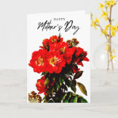ボホシック母の日レッドローゼブーケホワイト カード (黄色い花)