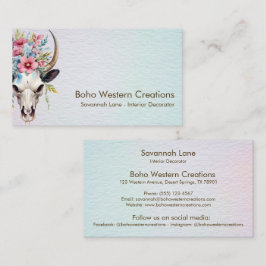 ボホシック水カラー数々のカラーフローラ牛スカル 名刺