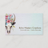 ボホシック水カラー数々のカラーフローラ牛スカル 名刺 (正面)