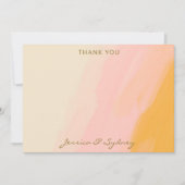 ボホシック水彩抽象芸術ピンクイエロー結婚ズ サンキューカード (正面)