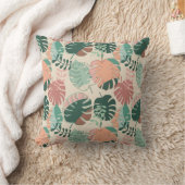 ボホシック熱帯モンステラ植物パターン クッション (ブランケット)