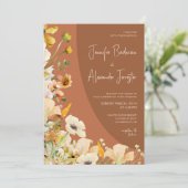 ボホシック燃えたオレンジラストテラコッタ結婚ズ 招待状 (スタンド正面)