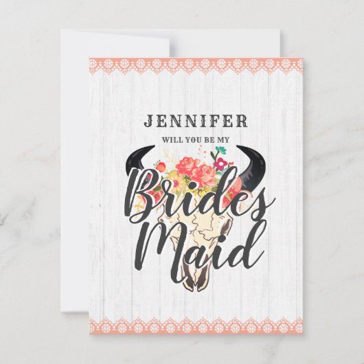 ボホシック牛のスカルは私の花嫁になる 招待状 (正面)