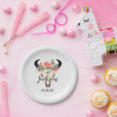 ボホシック牛スカルフローラ素朴ズモノグラム ペーパープレート (パーティー)