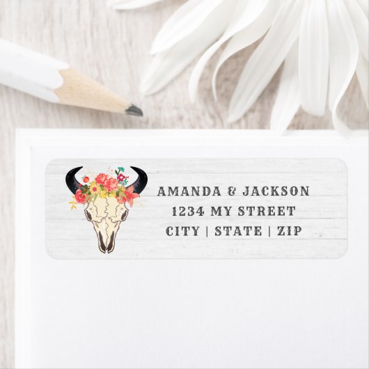 ボホシック牛スカルフローラ結婚差出人住所 ラベル (インサイチュ)