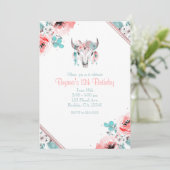 ボホシック牛スカルフローラ誕生日招待状 招待状 (スタンド正面)