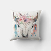 ボホシック牛スカル羽毛&フラワーズグラム クッション (裏面)