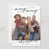 ボホシック白黒ファミリーフォトキュートクリスマス シーズンカード (正面)