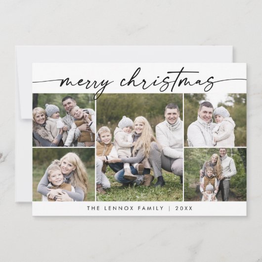 ボホシック白黒フォトボホメリークリスマス シーズンカード (正面)