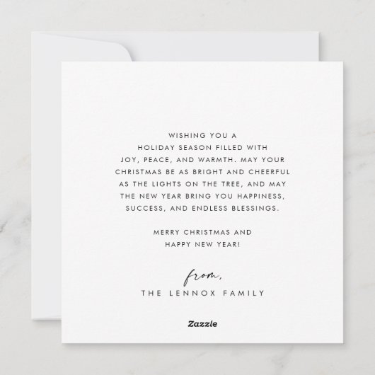 ボホシック白黒フォトメリーユニーククリスマス シーズンカード (裏面)