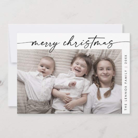 ボホシック白黒写真おもしろいファミリークリスマス シーズンカード (正面)