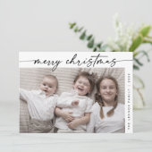 ボホシック白黒写真おもしろいファミリークリスマス シーズンカード (スタンド正面)