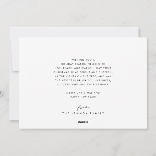 ボホシック白黒写真おもしろいファミリークリスマス シーズンカード (裏面)