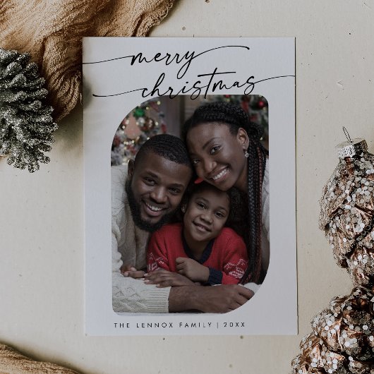 ボホシック白黒写真かわいいメリークリスマス シーズンカード