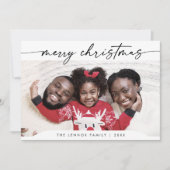 ボホシック白黒簡単モダンフォトクリスマス シーズンカード (正面)