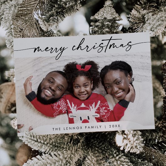 ボホシック白黒簡単モダンフォトクリスマス シーズンカード