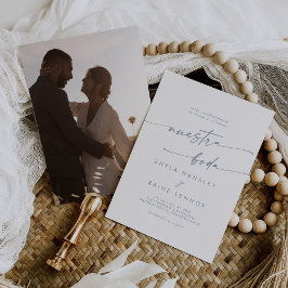 ボホシック石板ブルースペインのフォトズ結婚ズ 招待状