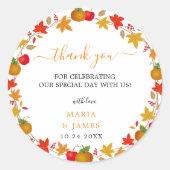 ボホシック秋の結婚式ラウンドステッカー ラウンドシール (正面)