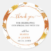 ボホシック秋の結婚式ラウンドステッカー ラウンドシール (正面)