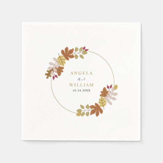 ボホシック秋の結婚式 スタンダードカクテルナプキン (正面)