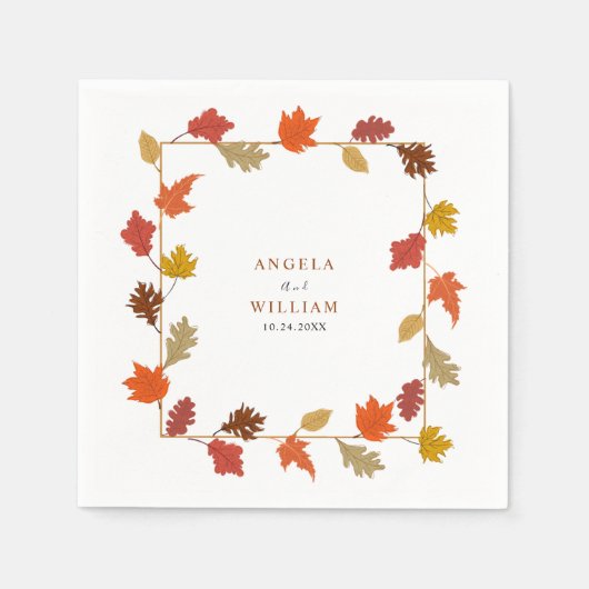 ボホシック秋の結婚式 スタンダードカクテルナプキン (正面)