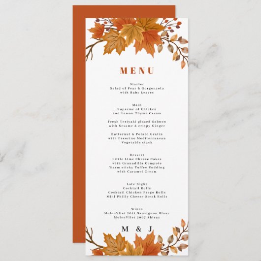 ボホシック秋の結婚式 プログラム (正面/裏面)