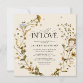 ボホシック秋インラブワイルドフラワーブライダルシャワー 招待状 (正面)