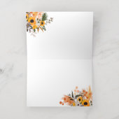ボホシック素朴なオレンジ色のヒマワリブライダル 箔グリーティングカード (内側レイダウン)