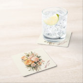 ボホシック素朴ピーチフローラトートバッグ スクエアペーパーコースター (インサイチュ)