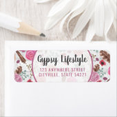 ボホシック素朴フェザーアローピンク差出人住所 ラベル (インサイチュ)