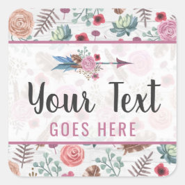 ボホシック素朴羽の矢の水色ボヘミアン スクエアシール