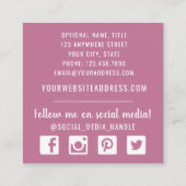 ボホシック素朴羽の矢の水色ボヘミアン スクエア名刺 (裏面)