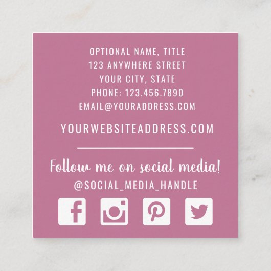 ボホシック素朴羽の矢の水色ボヘミアン スクエア名刺 (裏面)