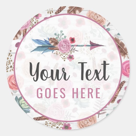 ボホシック素朴羽の矢の水色ボヘミアン ラウンドシール (正面)