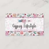 ボホシック素朴羽の矢の水色ボヘミアン 名刺 (正面)