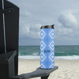 ボホシック絞り染めブルー&ホワイトサーマルタンブラー タンブラー