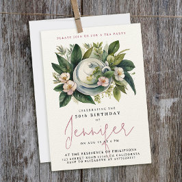 ボホシック茶パーティーフローラ水彩書 招待状