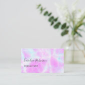 ボホシック薄紫ピンクアクアかわいらしマーブルコンサルタント 名刺 (スタンド正面)