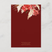 ボホシック赤オーキッド秋カスタムウェディング詳細 エンクロージャーカード (裏面)