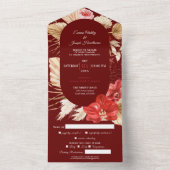 ボホシック赤オーキッド秋カスタムウェディング オールインワン招待状 (内側)