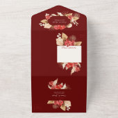 ボホシック赤オーキッド秋カスタムウェディング オールインワン招待状 (外側)