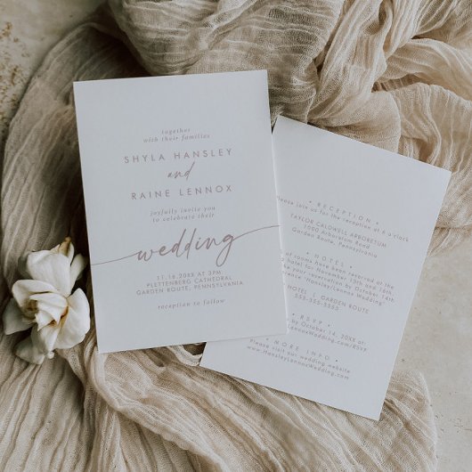 ボホシック赤面ピンクフロントとバック結婚ズ 招待状