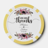 ボホシック赤面ピンクフローラ結婚ズサンキュー ポーカーチップ (裏面)