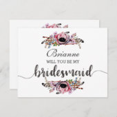 ボホシック赤面ピンク私の花嫁になる 招待状 (正面/裏面)