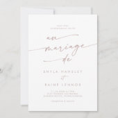 ボホシック赤面ピンクQRコードフランスの結婚ズ 招待状 (正面)