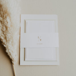 ボホシック金ゴールドとホワイトモノグラム結婚ズ 招待状ベリーバンド