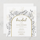 ボホシック金ゴールドアーチモダンフローラブライダルシャワー 招待状 (正面/裏面)