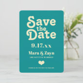 ボホシック70のレトロティール(緑がかった色)日付を保存 案内状 (スタンド正面)