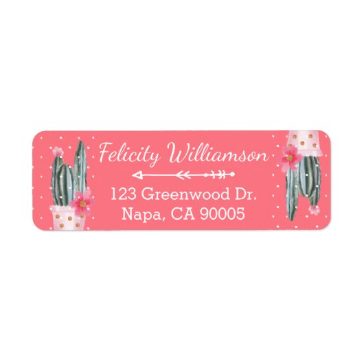 ボホシック&ウォーターモダンカラーサボテン植物パターン ラベル (正面)