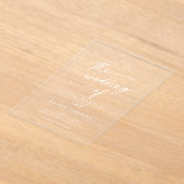 ボホシッモダンクシンプル結婚ホワイト澄んス アクリル招待状 (レイダウン)